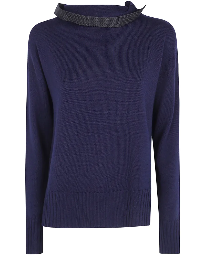 Pier Antonio Gaspari Sweater High Neck "1V6828m. Qa9 V48 Blue Blue