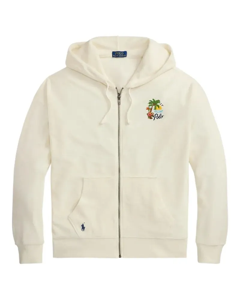 Ralph Lauren Hooded Full Zip Long Sleeves Sweatshirt White