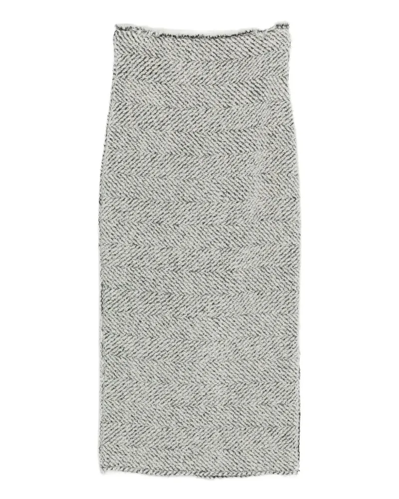 Alberta Ferretti Midi Pencil Skirt White