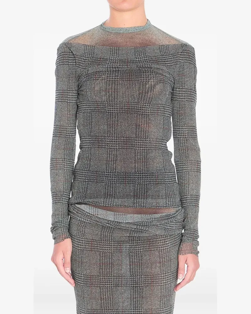 Jean Paul Gaultier Mesh Top Double Layer Printed "Body Shadow" And "Pr Gray