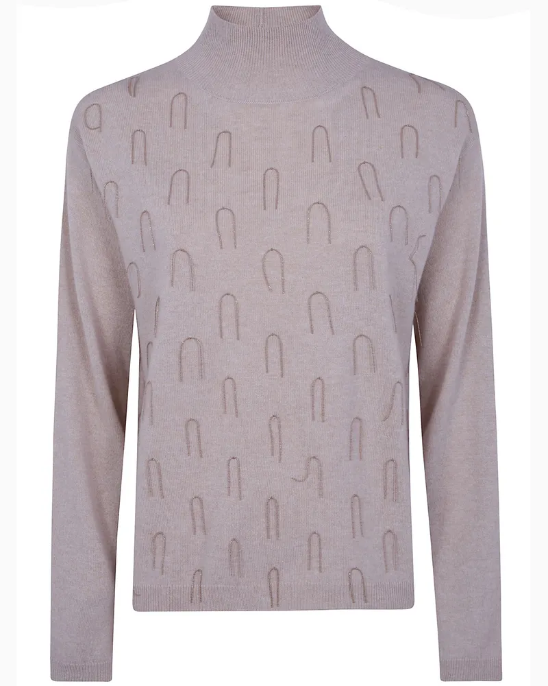 Fabiana Filippi Sweater Wool Blend "Platinum Turtle Neck Beige