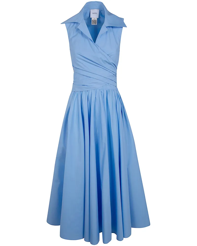 Patou Draped Midi Dress Blue