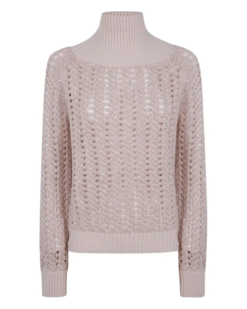D.EXTERIOR D. EXTERIOR Braid Crystals High Neck Sweater White
