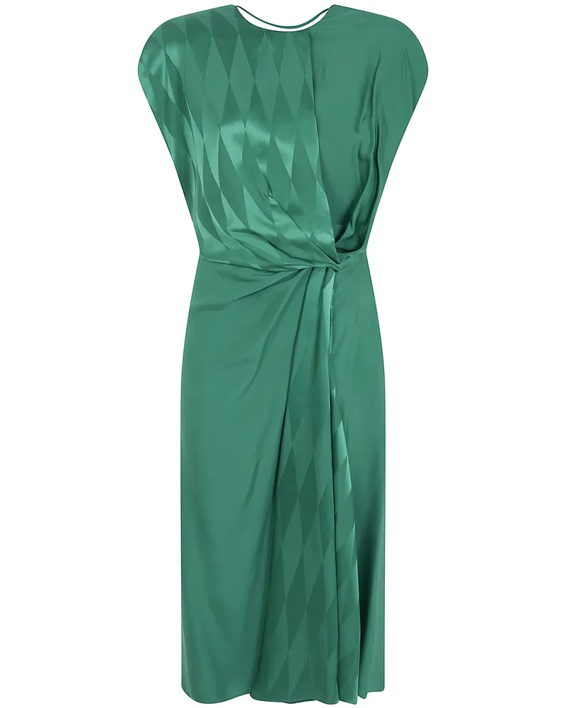Versace Cocktail Dress Silk Viscose "Rhombuses" Jacquard Green