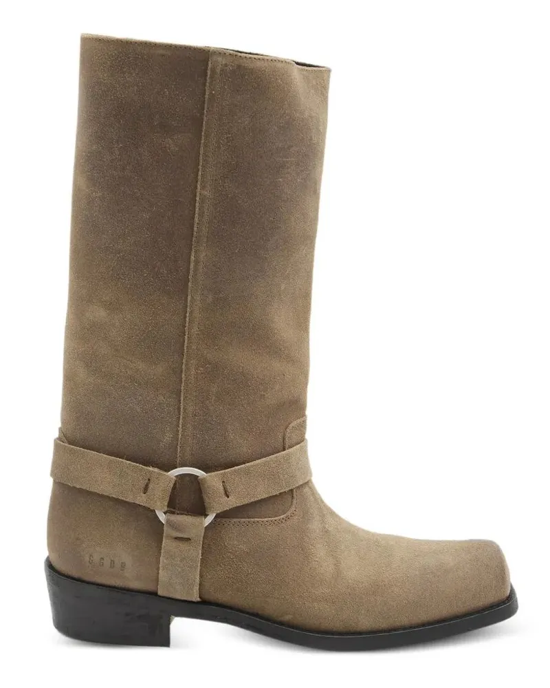 Golden Goose Boots Waxed Suede Upper With Strap "Biker Brown
