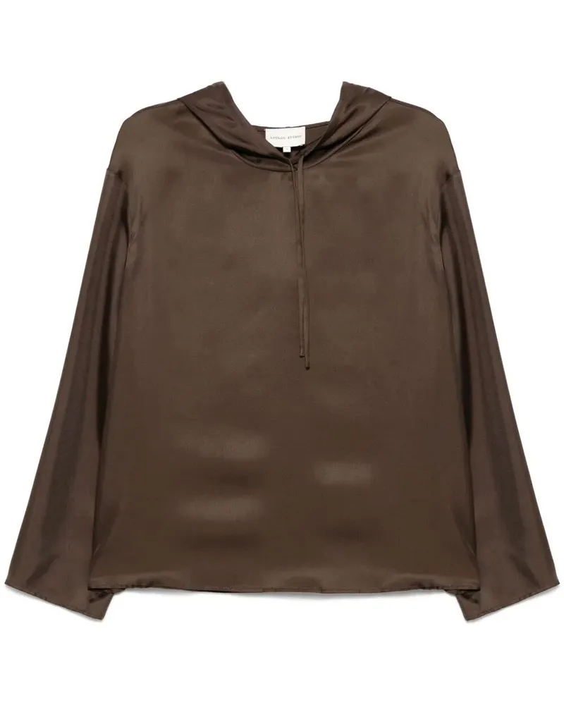 Loulou Studio Nuka Hooded Blouse Brown