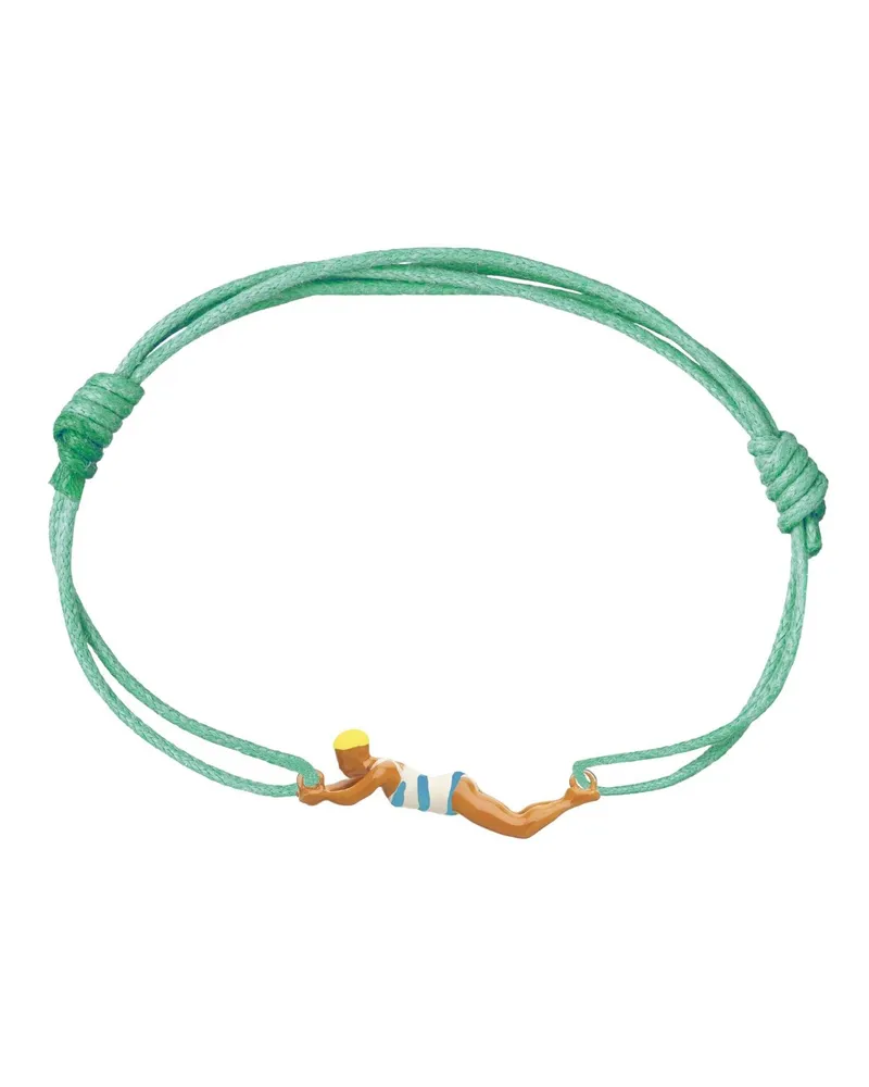 Aliita Nadadora Completo Rayada" Cord Bracelet Green