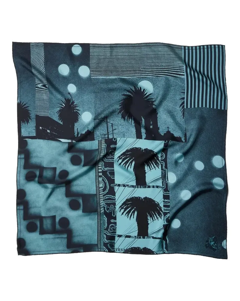 Versace Scarf Bio Print "Sunset Palms Green