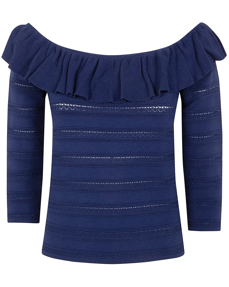 Blumarine Viscose Pointelle Sweater Blue