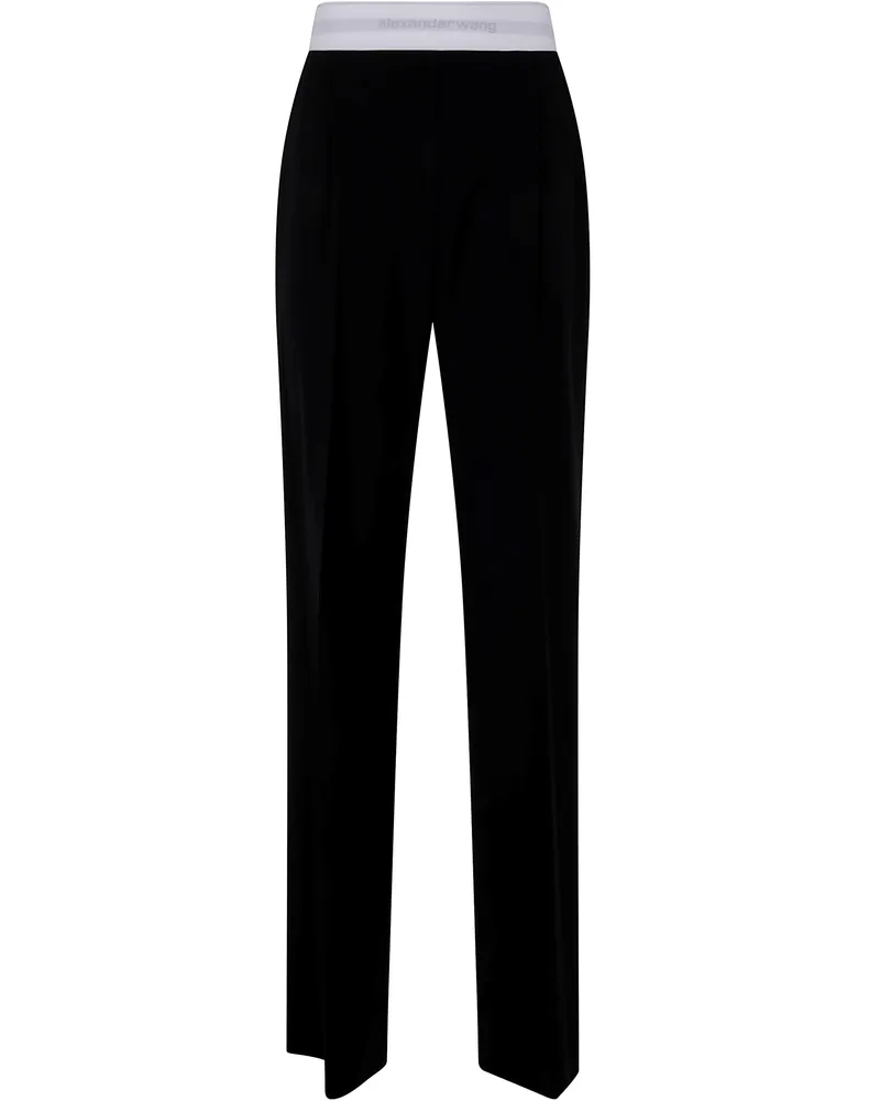 Alexander Wang High Waisted Pleated Pant With Logo Elastic Black