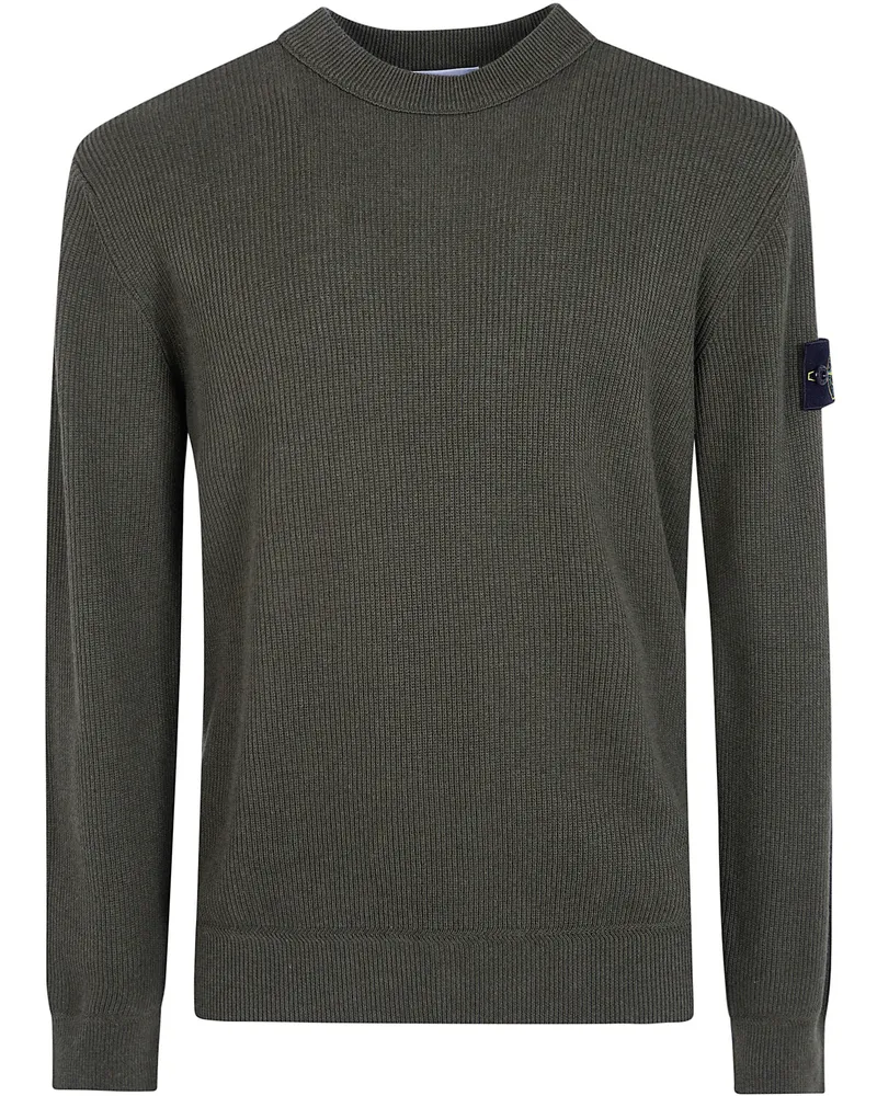 Stone Island Sweater Military Green Melange "Round Neck Green