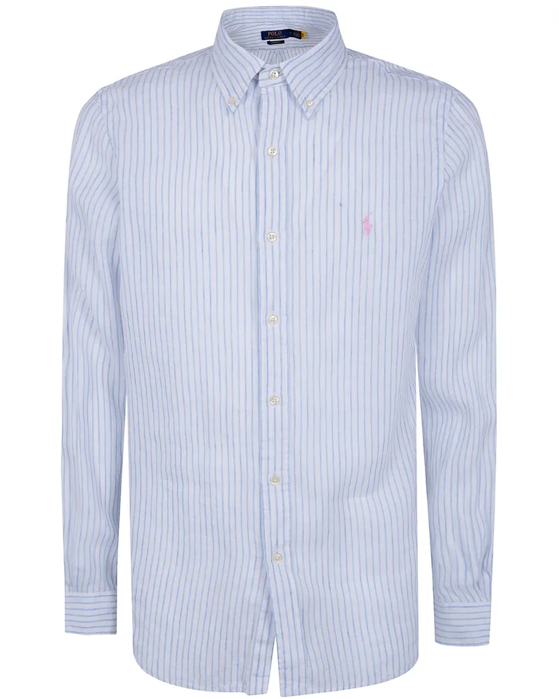 Ralph Lauren Long Sleeves Sport Stripes Shirt White