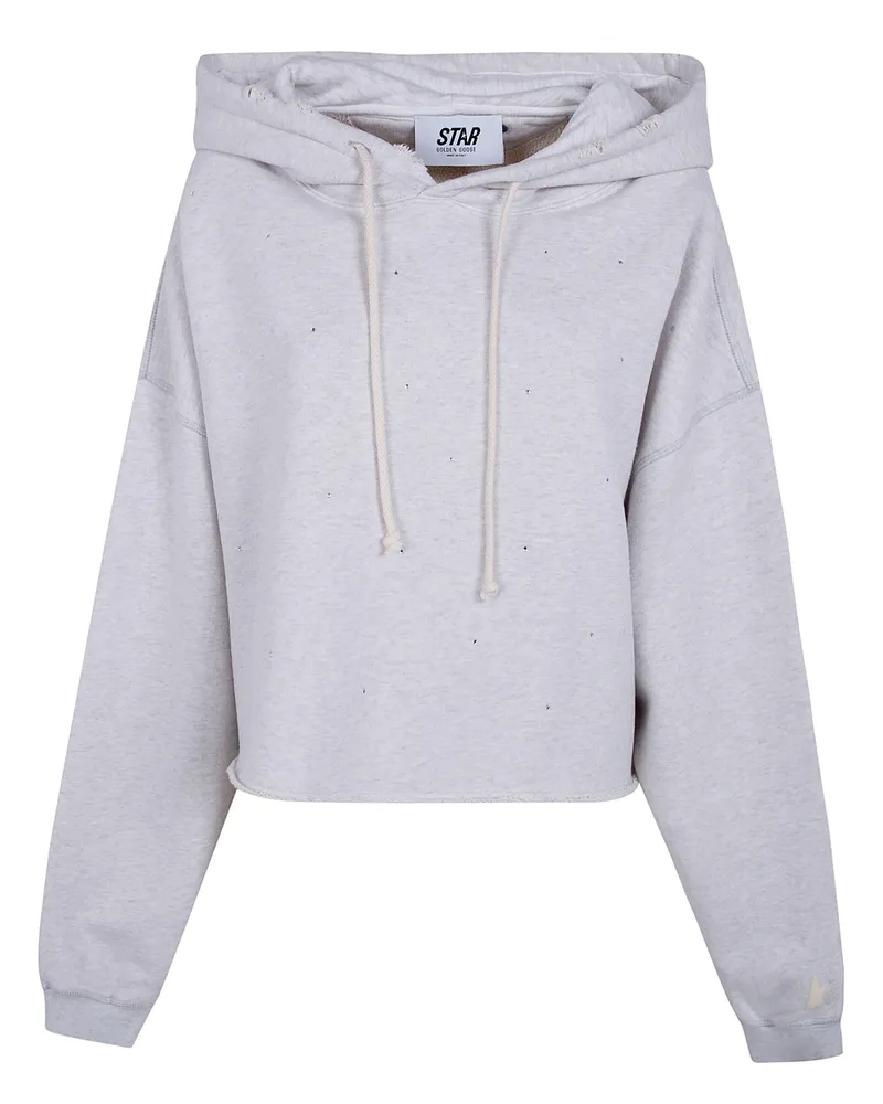 Golden Goose Star W`S" Oversize Cropped Hoodie Heavy Fleece Destroyed Gray