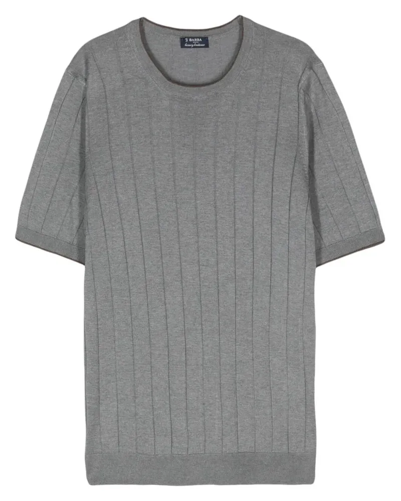 BARBA Silk Round Neck Sweater Gray