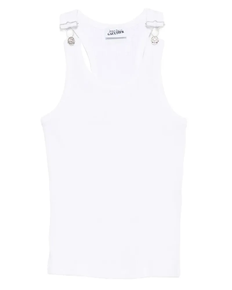 Jean Paul Gaultier Tank Top With Overall Engraved White