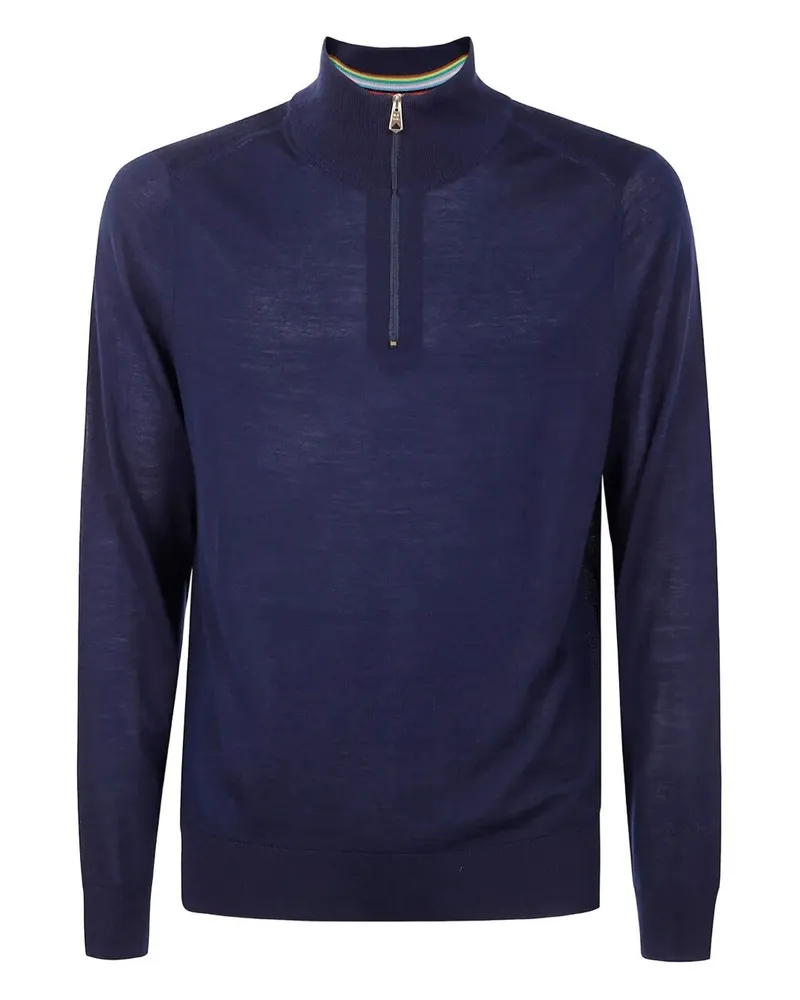 Paul Smith Mens Sweater Zip Neck Blue