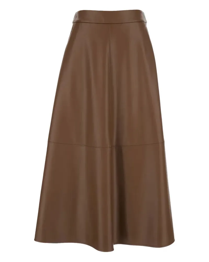 Max Mara Smmninfa" Eco Leather Round Midi Skirt Brown