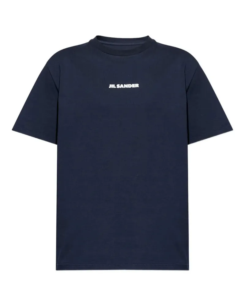Jil Sander Crewneck Short Sleeves Logo T-Shirt Blue