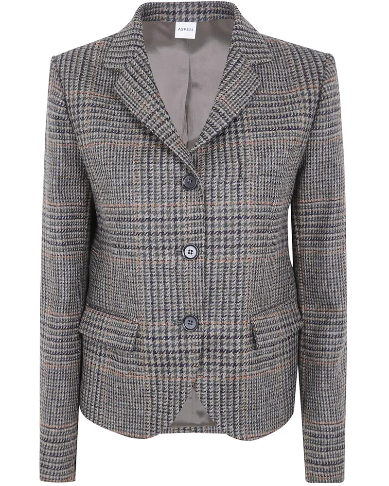 ASPESI Jacket Military Check Wool Jacket Green