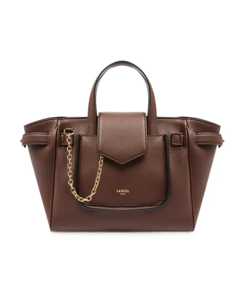 Lancel Handbag Small Grained Leather Bag Brown