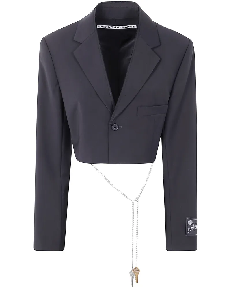 Alexander Wang Cropped Blazer With Chain Black