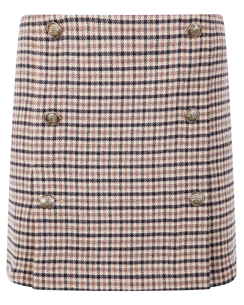 Twin-Set Small Check Mini Skirt Brown