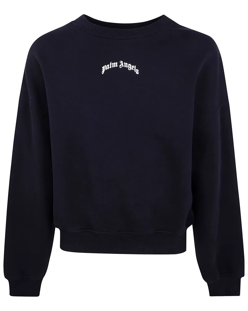 Palm Angels Back Curved Logo Loose Crew Black