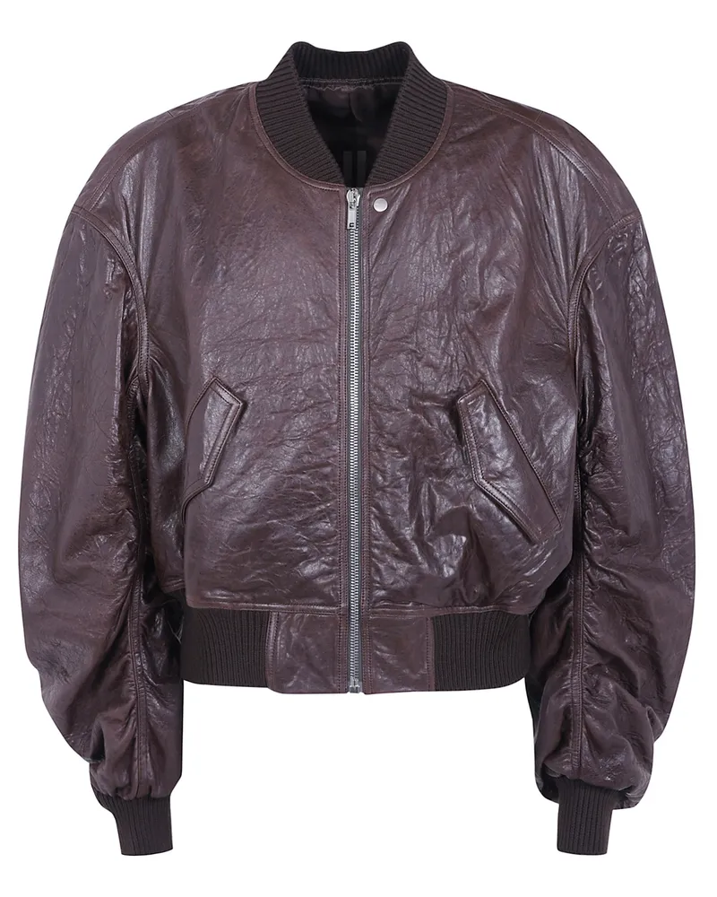 Rick Owens Jacket Padded Leather "Secchia Flight Gray
