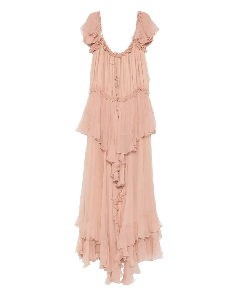 Chloé Voile Classic Midi Dress Pink