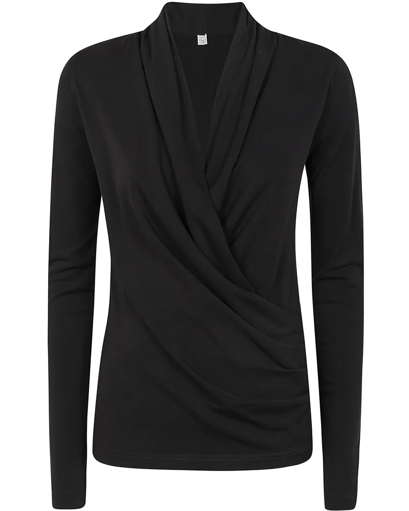 Totême Overlapped Jersey Top Black