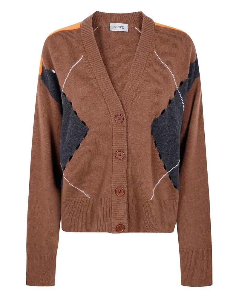 MRZ Intarsia Knit Cardigan Brown