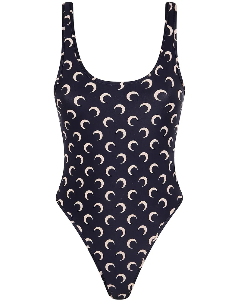 Marine Serre Moon Printed Jersey Swimwear One Piece Brown