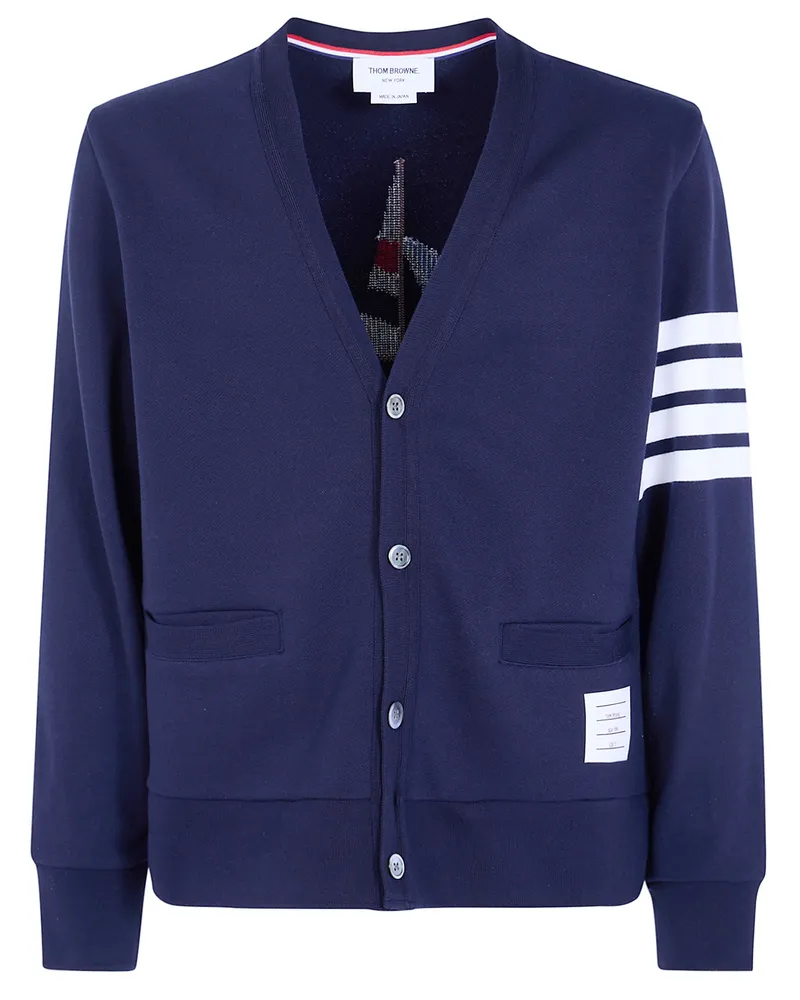 Thom Browne Sweater V Neck "Engineered 4 Bar Blue