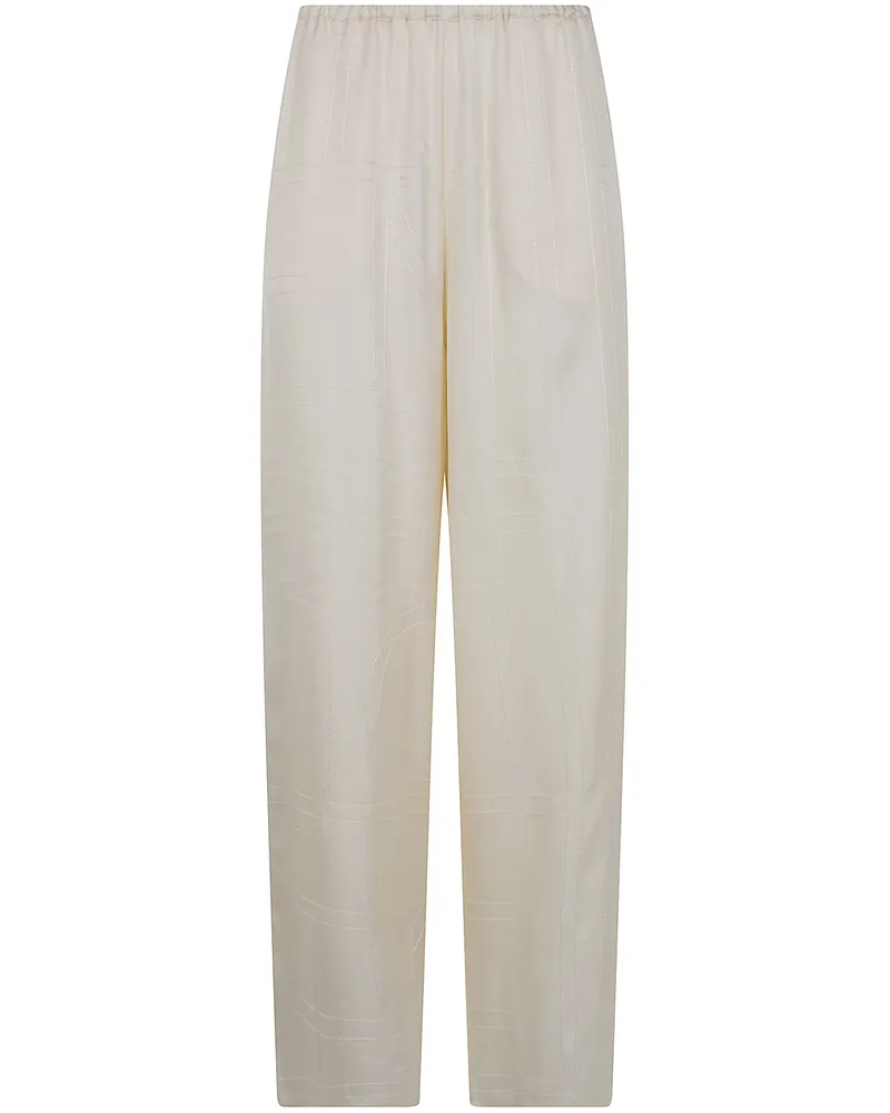 Totême Monogram Silk" Pijama Bottoms Trousers White