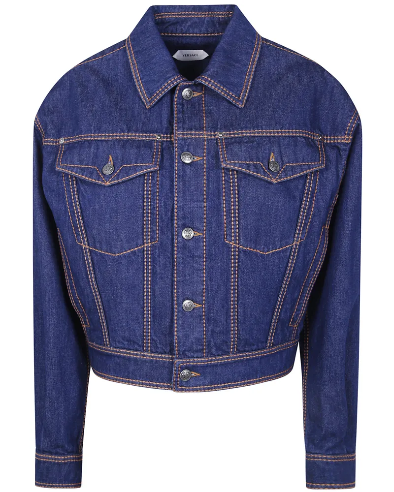 Versace Jacket Denim "Blouson Denim Rinsed Denim Blue