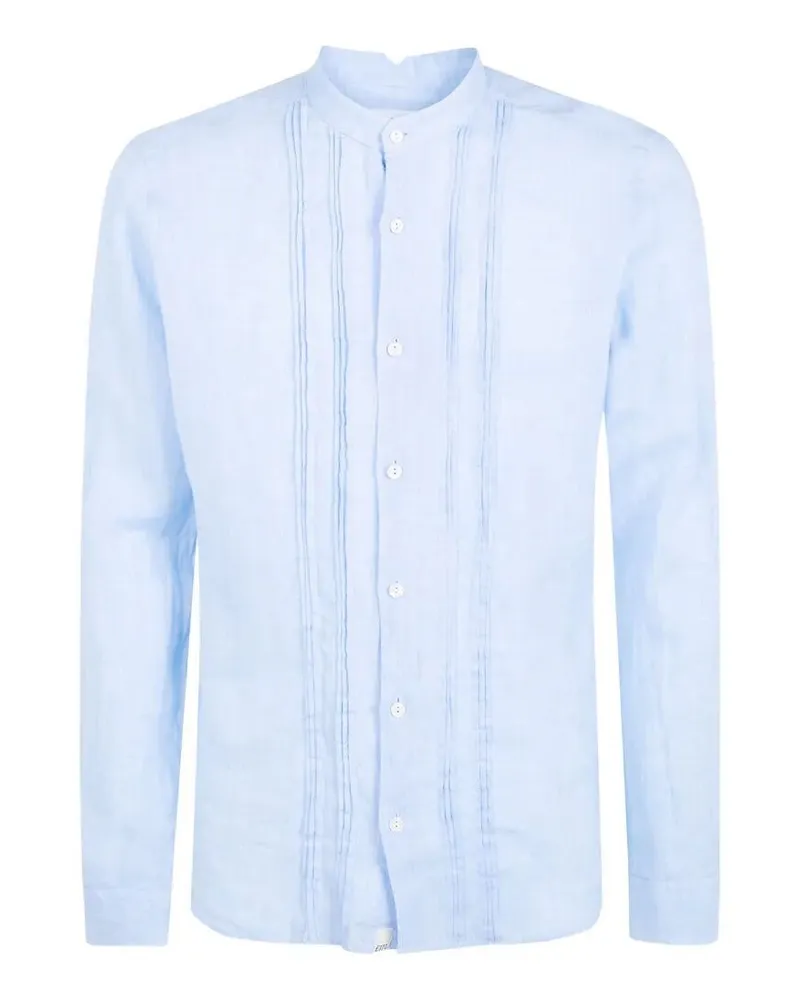 Tintoria Mattei Pleated Linen Shirt Blue