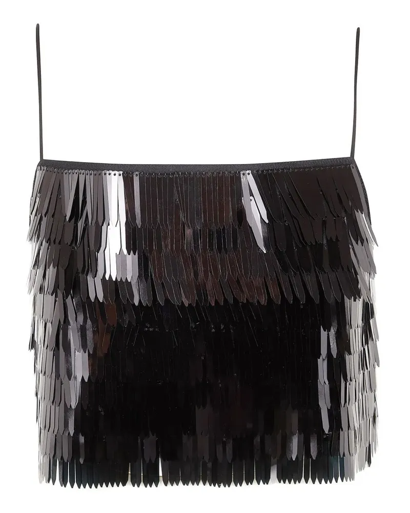 Self-Portrait Sequin Top Black