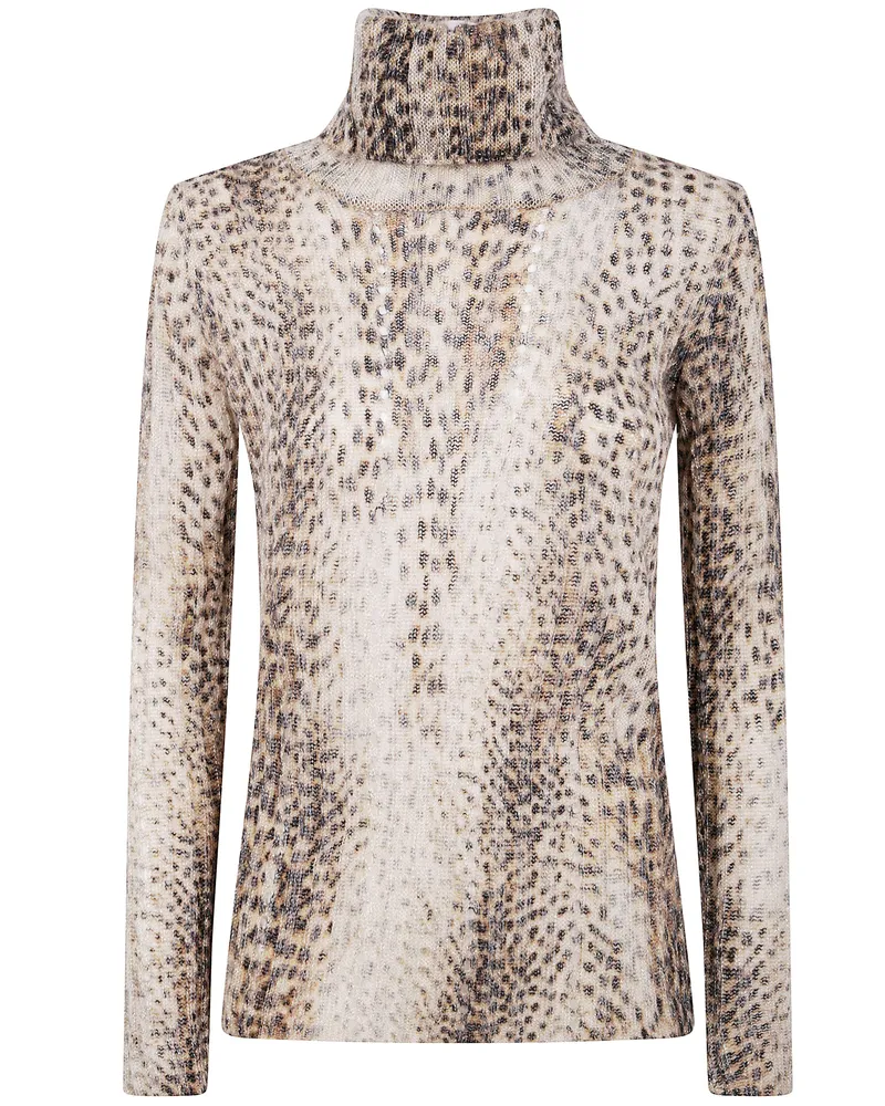 Twin-Set Turtle Neck Sweater Print Brown