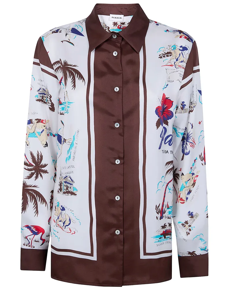 P.A.R.O.S.H. P. A.R. O H. "Scard" Foulard Print Shirt Brown
