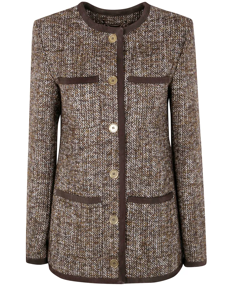 Golden Goose Journey W`S" Long Boxy Jacket W Patch Pockets And Leathe Brown