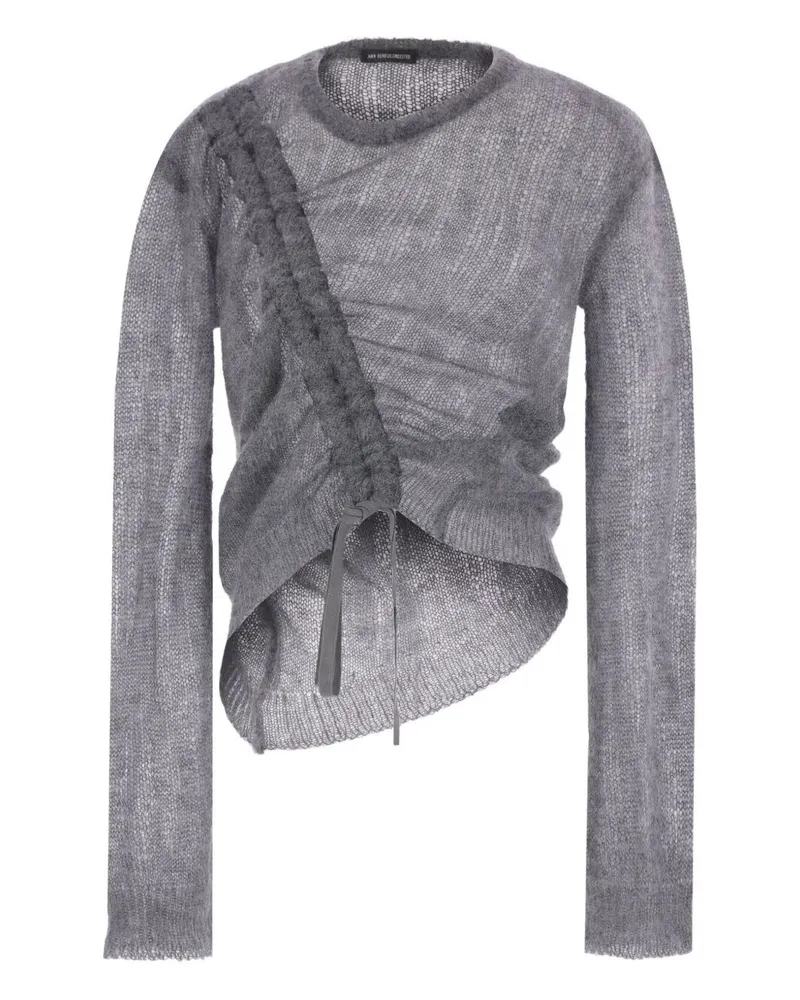 Ann Demeulemeester Zinaida" Boat Neck Sweater With Drawstrings Gray