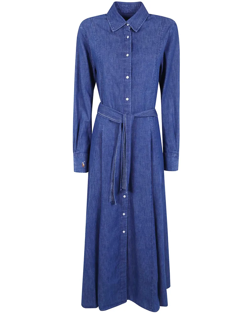 Ralph Lauren Dress Long Sleeve "Woven Shirt Dress Blue