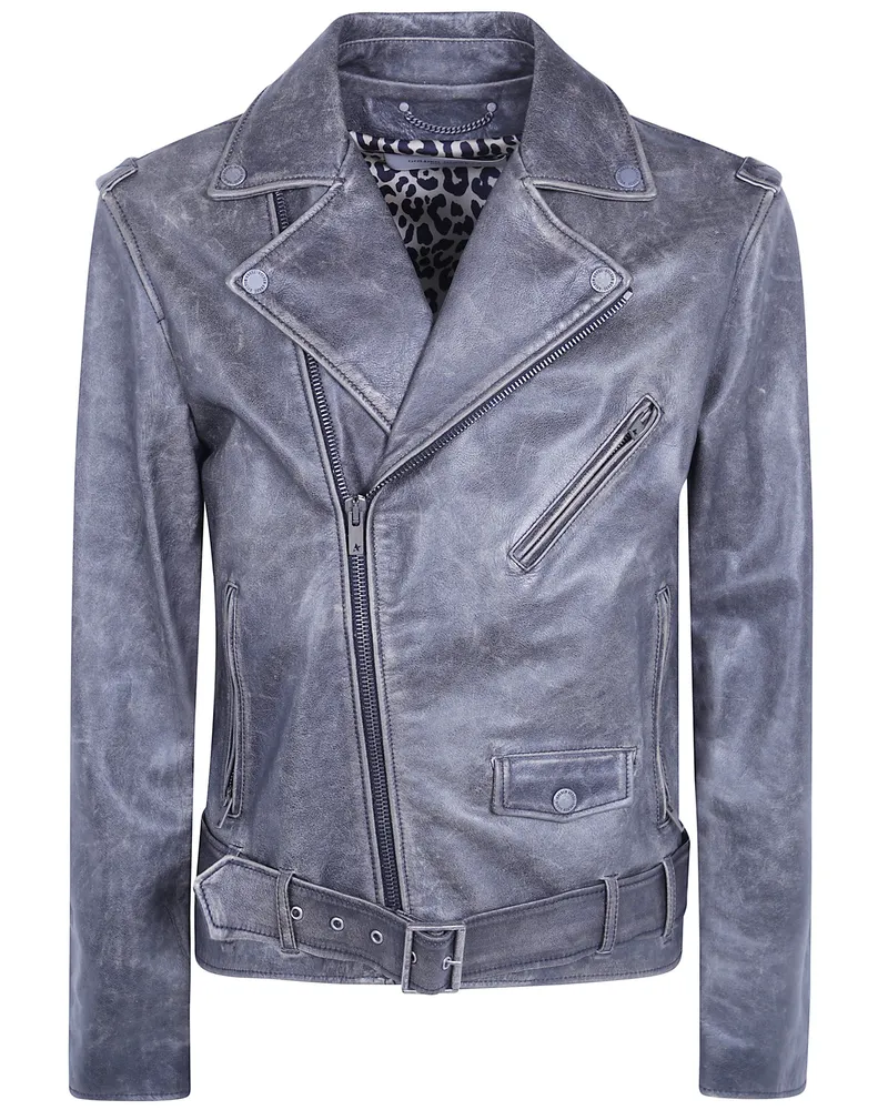 Golden Goose Jacket Distressed Bull Leather "Golden M`S Chiodo Black