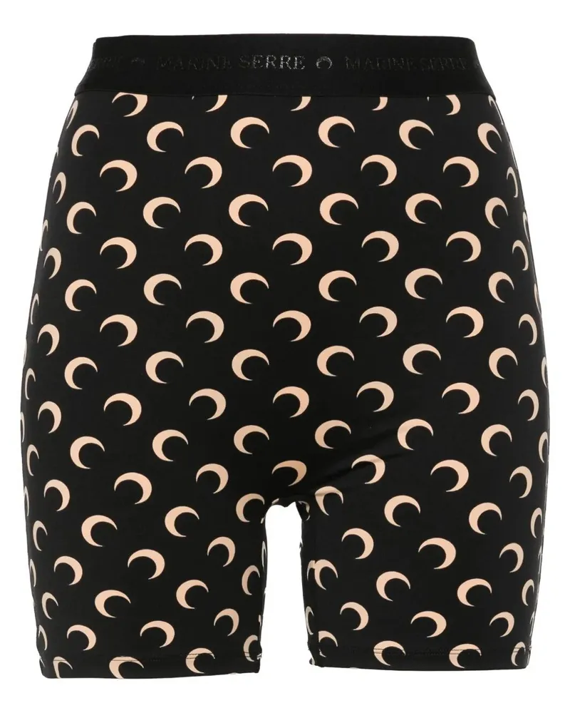 Marine Serre Moon" Printed Jersey Mini Shorts Brown