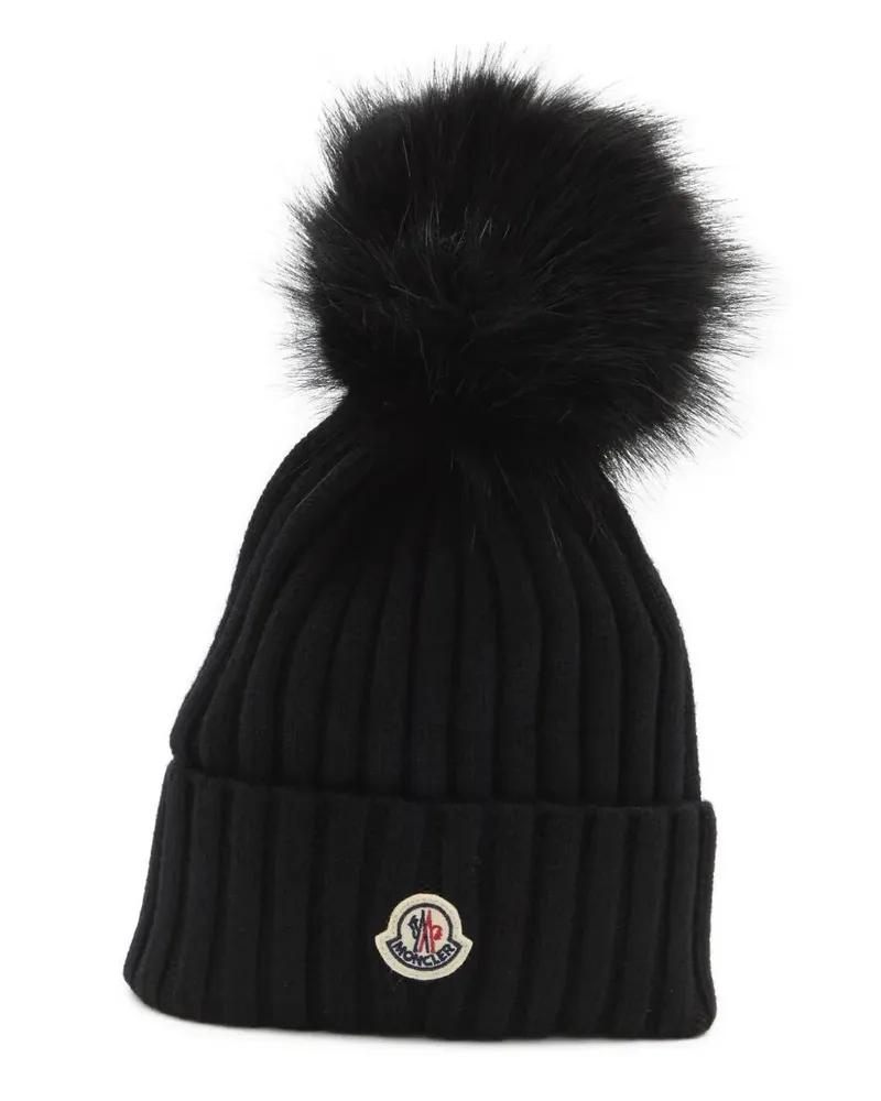 Moncler Hat Knit Wool "Pon Pom Black
