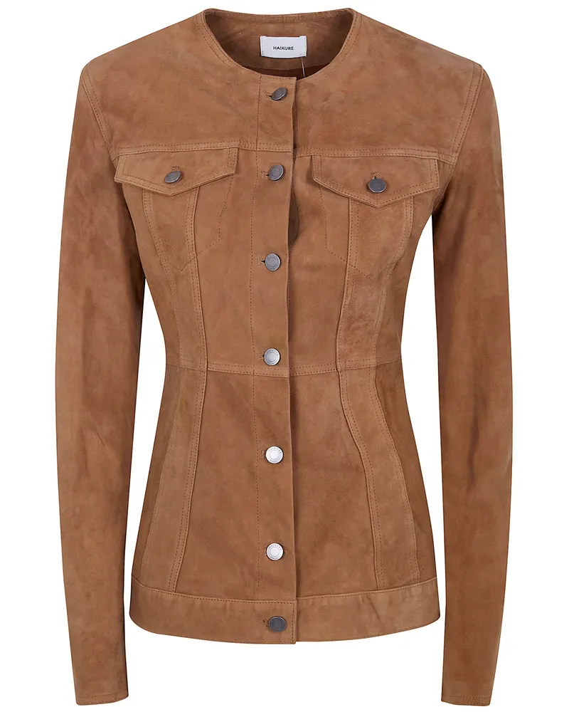 Haikure Temple Suede" Palazzo Leg Trousers Brown