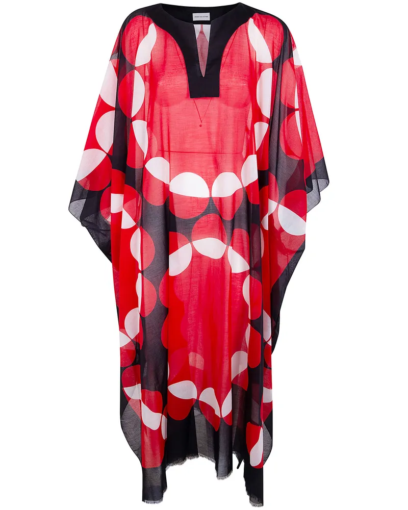 Dries van Noten Cartland Long Kaftano Shirt Red