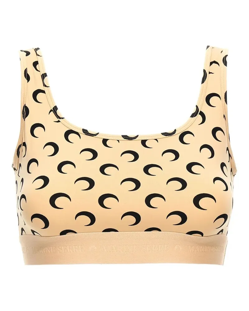Marine Serre Moon" Printed Jersey Sports Bra Brown
