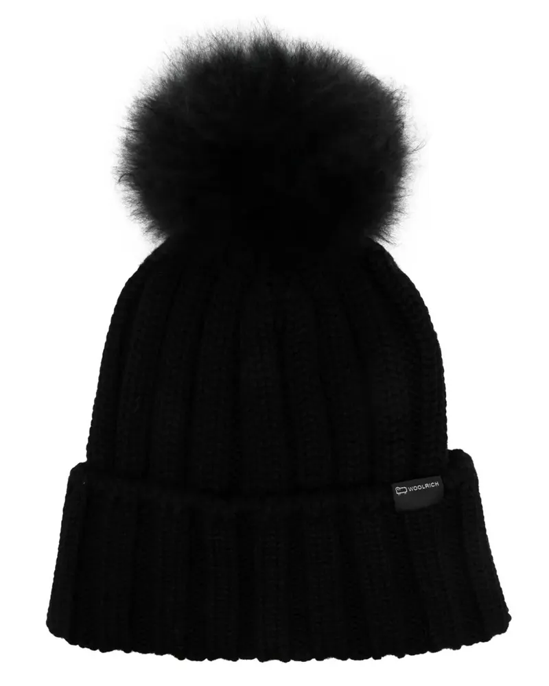 Woolrich Beanie Cashmere "Pom Pom Black