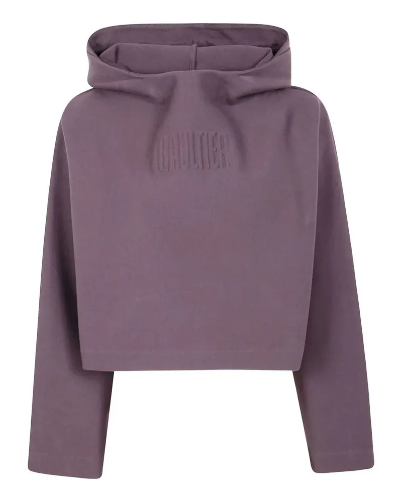 Jean Paul Gaultier Bonded Cotton Cropped Bat Sleeves Hoodie With "Gaul Brown